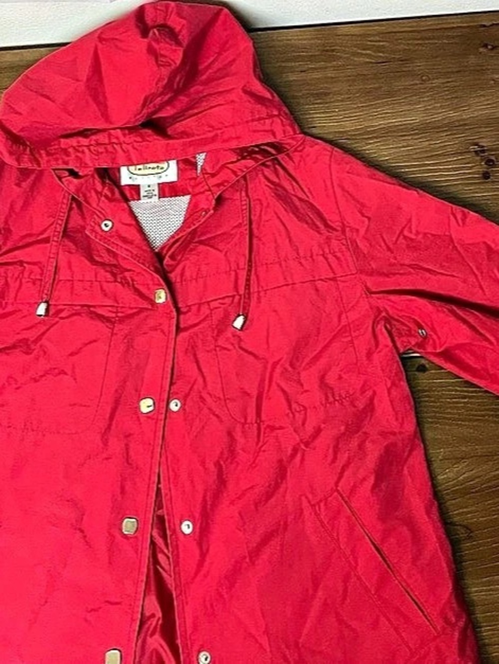 Talbots Classic Hooded Rain Jacket Pink Petite